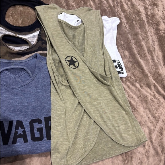 Savage Barbell cross back Tank Tops - Black, White, Camo, Blue, Green bundle - Picture 2 of 7